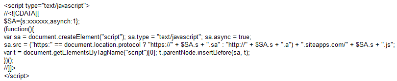 Javascript Code für die Integration der SiteApps